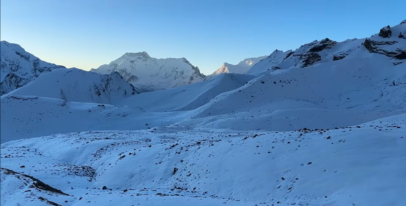 View from Thorong La Pass at 5,416m